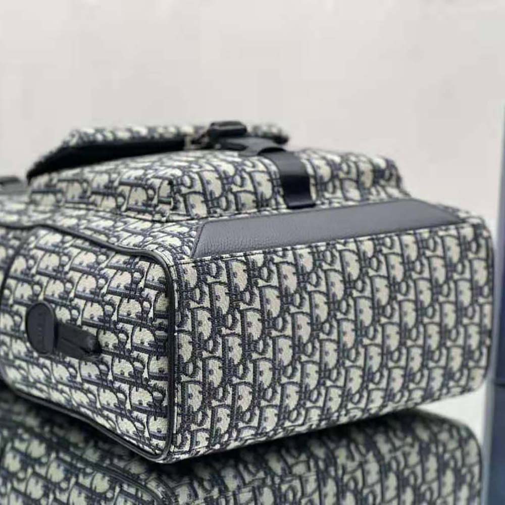 BALO DIOR Explorer Tote Bag Beige and Black Dior Oblique Jacquard and Black Grained Calfskin