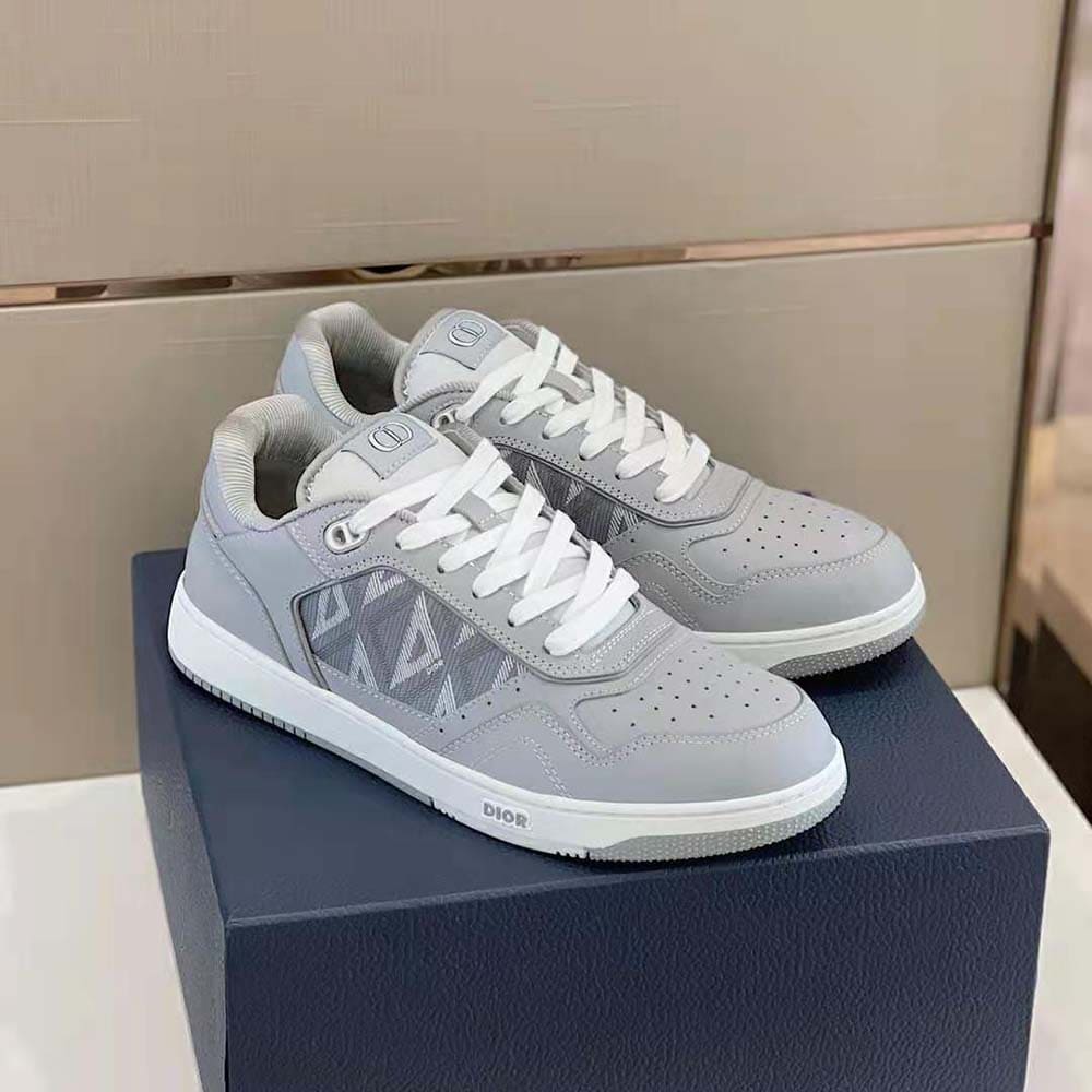 GIÀY DIOR B27 Sneaker Dior Gray Smooth Calfskin and CD Diamond Canvas