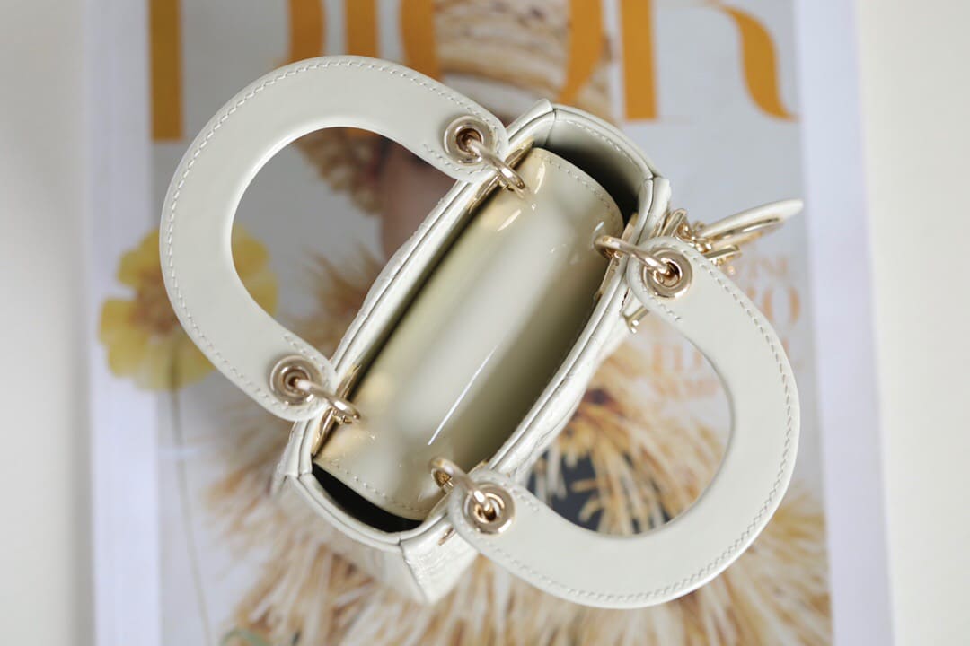 TÚI CHRISTIAN DIOR Women Micro Lady Dior Bag Gloss White Cannage Lambskin