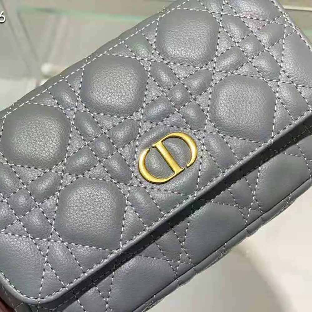 TÚI Dior Women Caro Pouch with Chain Cloud Blue Supple Cannage Calfskin