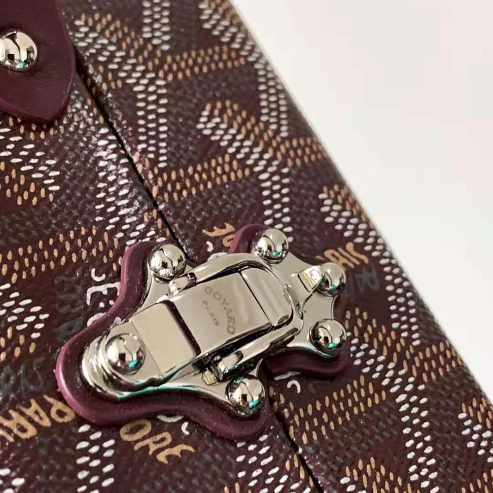 TÚI Goyard Women Sac Malle Grand Hôtel in Goyardine Canvas & Clamecy Calfskin-Maroon