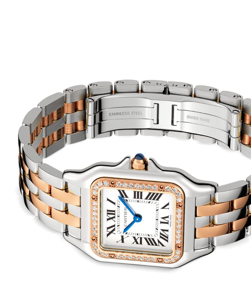 Đồng hồ CARTIER Medium Rose Gold, Stainless Steel and Diamond Panthère de Cartier Watch mặt số màu trắng