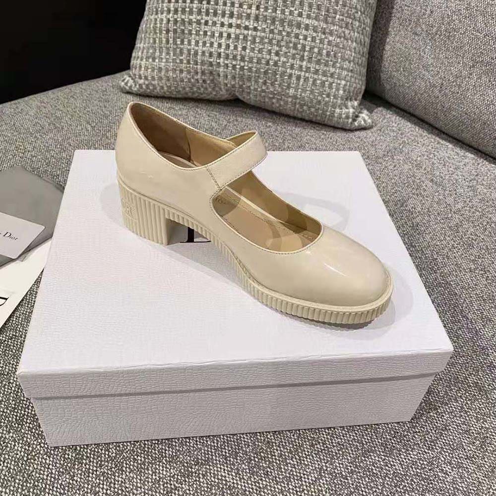 GIÀY Dior Women D-Doll Pump White Shiny Calfskin