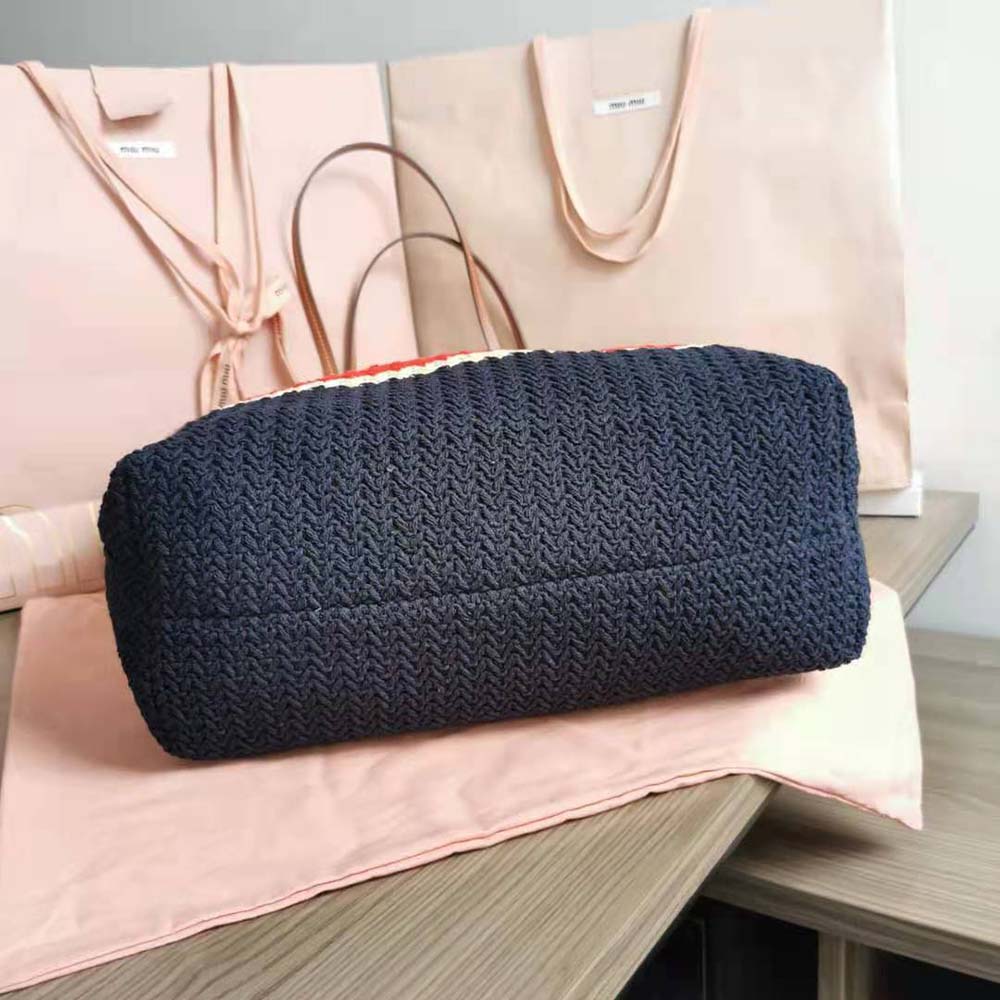 TÚI Miu Miu Women Woven Fabric Tote Bag-Black