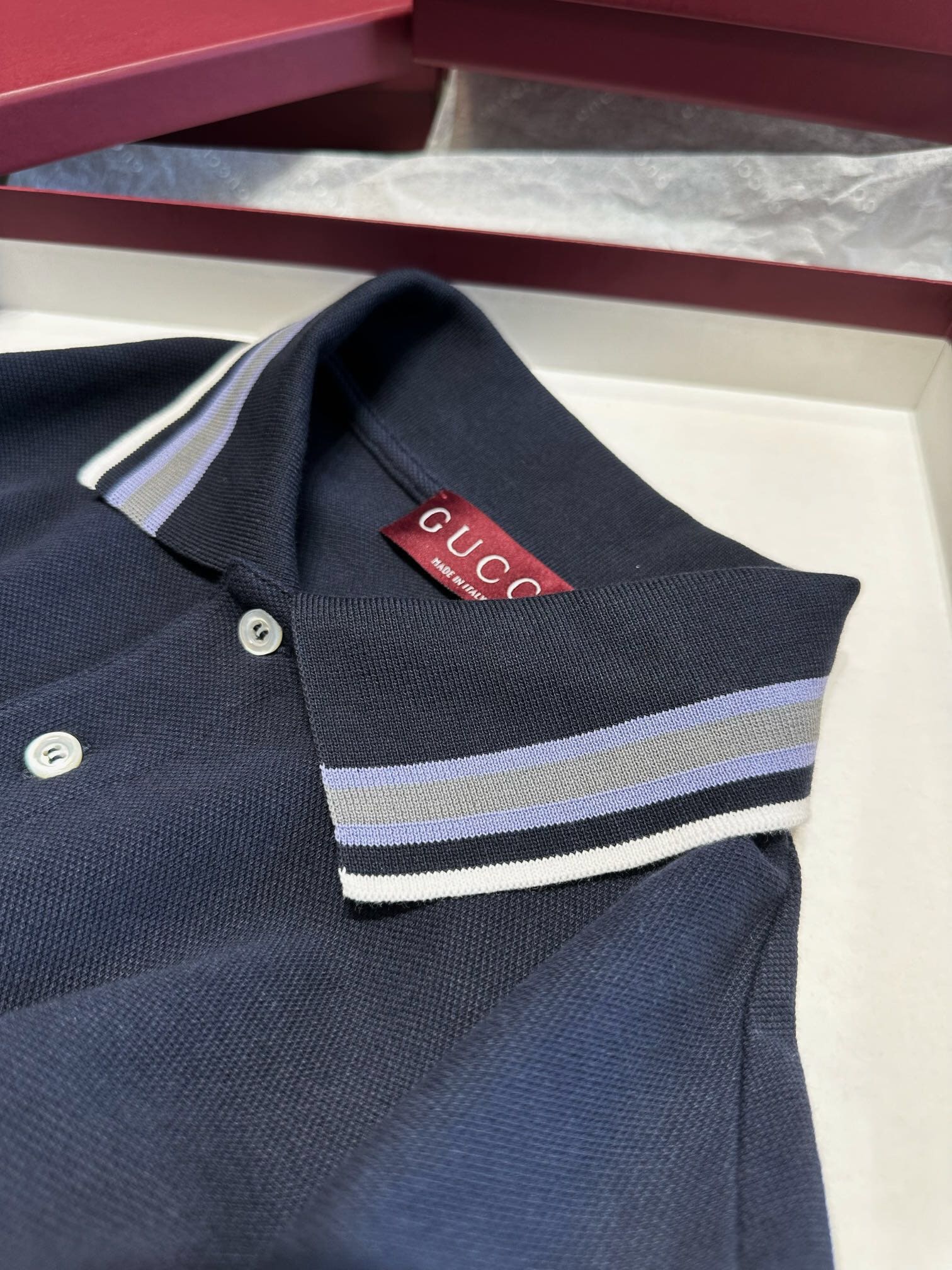 ÁO GUCCI GG POLO SHIRT MÀU XANH ĐẬM UNISEX