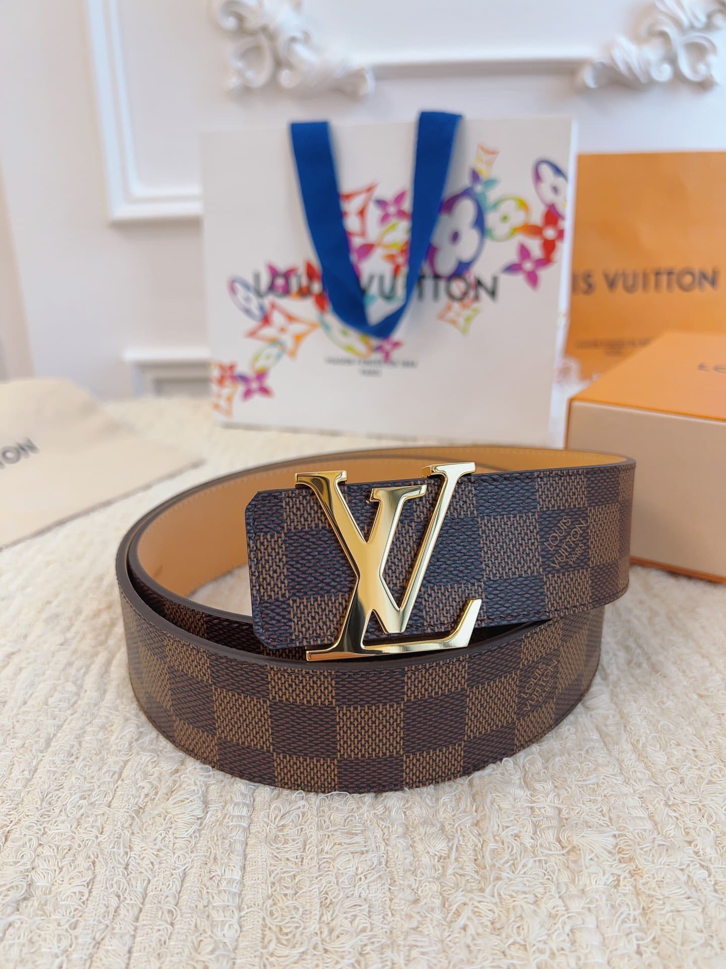DÂY LƯNG LOUIS VUITTON SQUARE BROWN MONOGRAM Khóa vàng