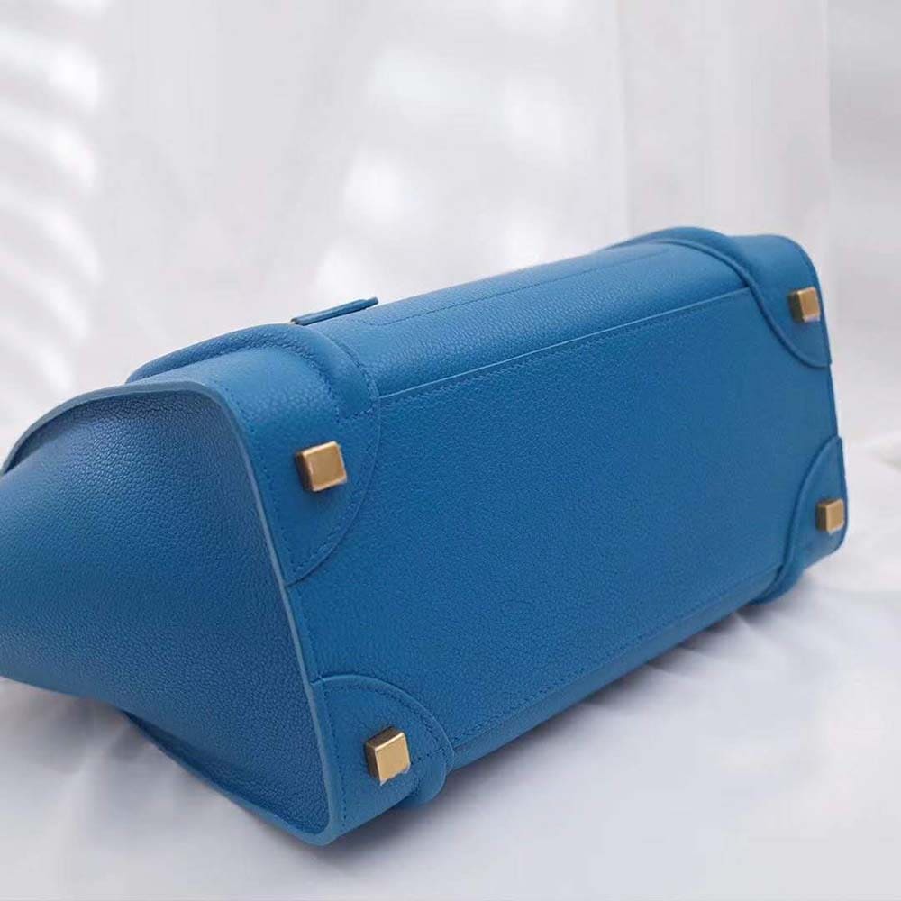 TÚI Celine Women Micro Luggage Handbag in Drummed Calfskin-Blue