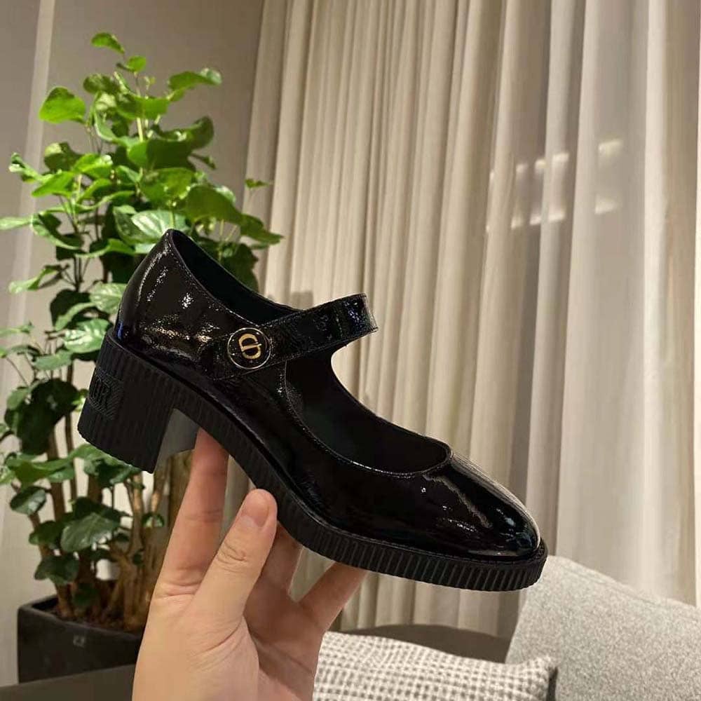 GIÀY Dior Women D-Doll Pump Black Shiny Calfskin