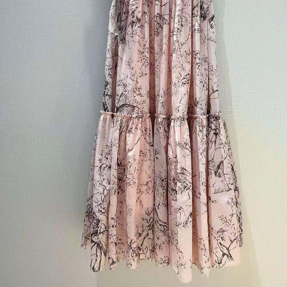 VÁY DIOR  Belt Rose Des Vents Cotton Denim with Dior Jardin Magique Motif