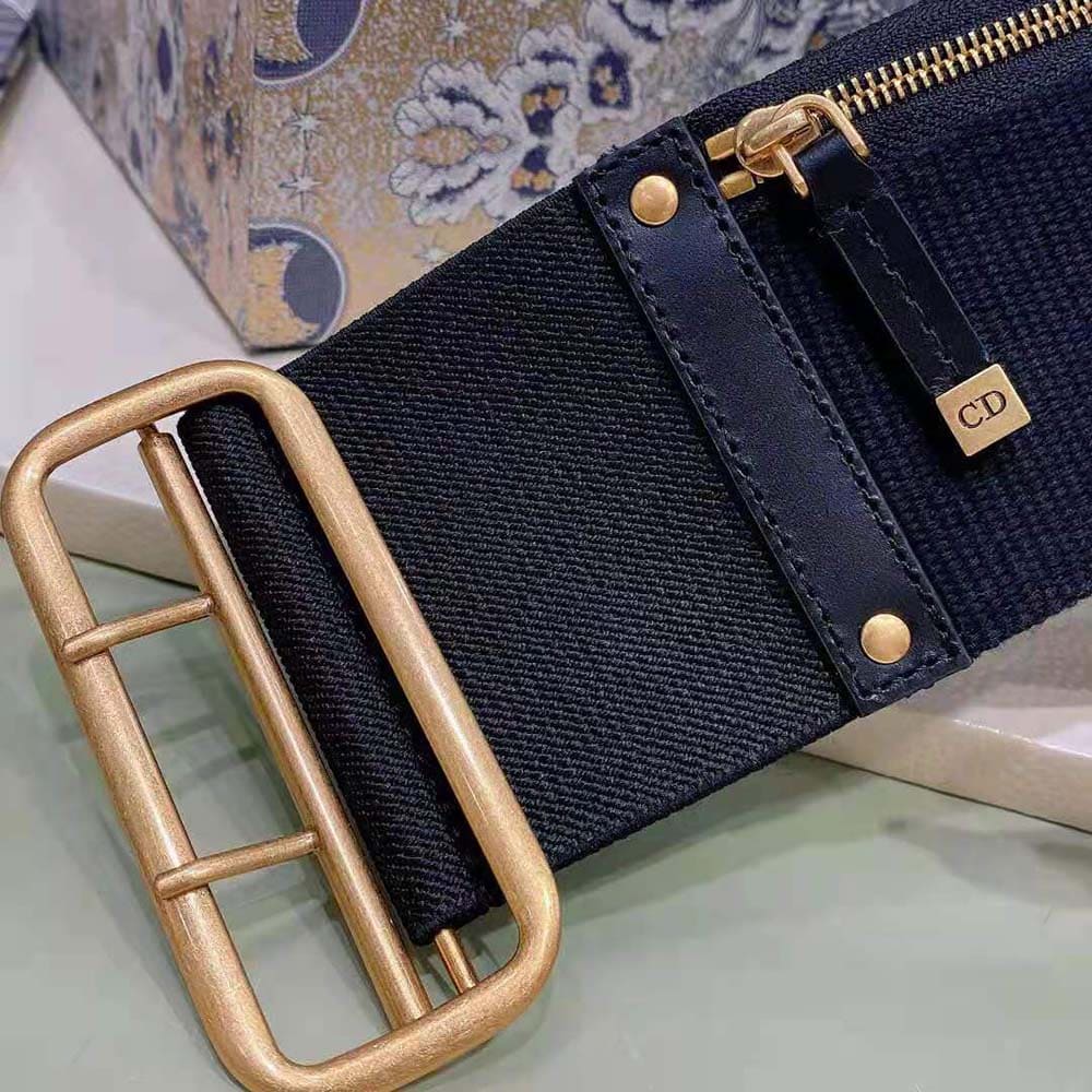 DÂY LƯNG Dior Women Saddle Belt Black Smooth Calfskin and Technical Fabric 80 MM