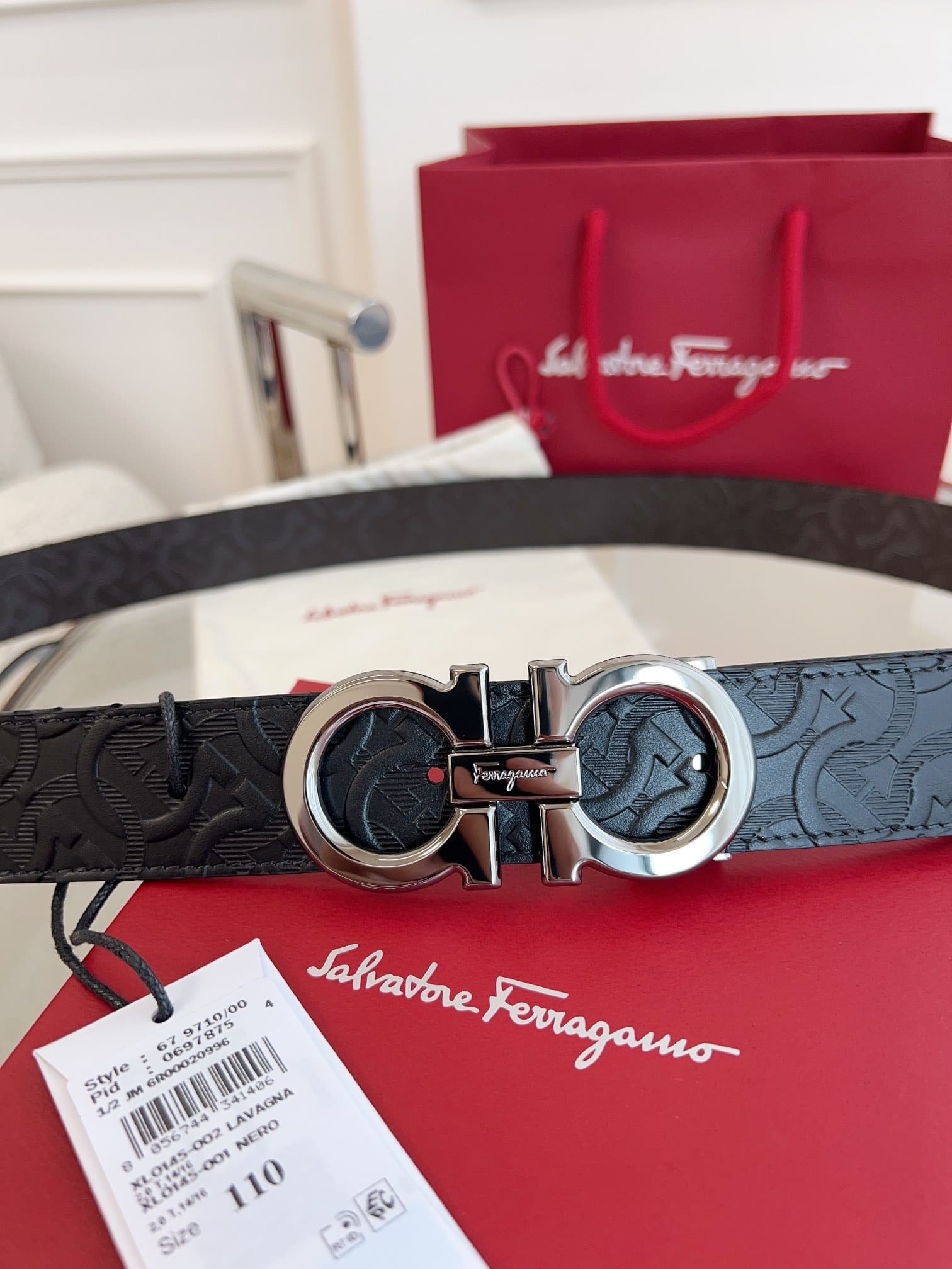 DÂY LƯNG Salvatore Ferragamo Adjustable Gancini Belt Khóa bạc