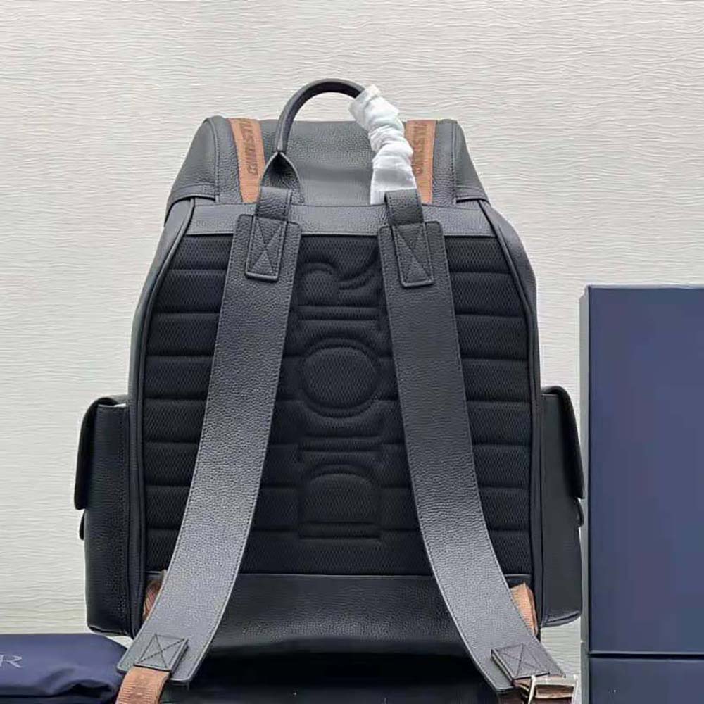 BALO Dior Hit the Road Cactus Jack Dior Backpack Black Grained Calfskin with Embroidered Signature