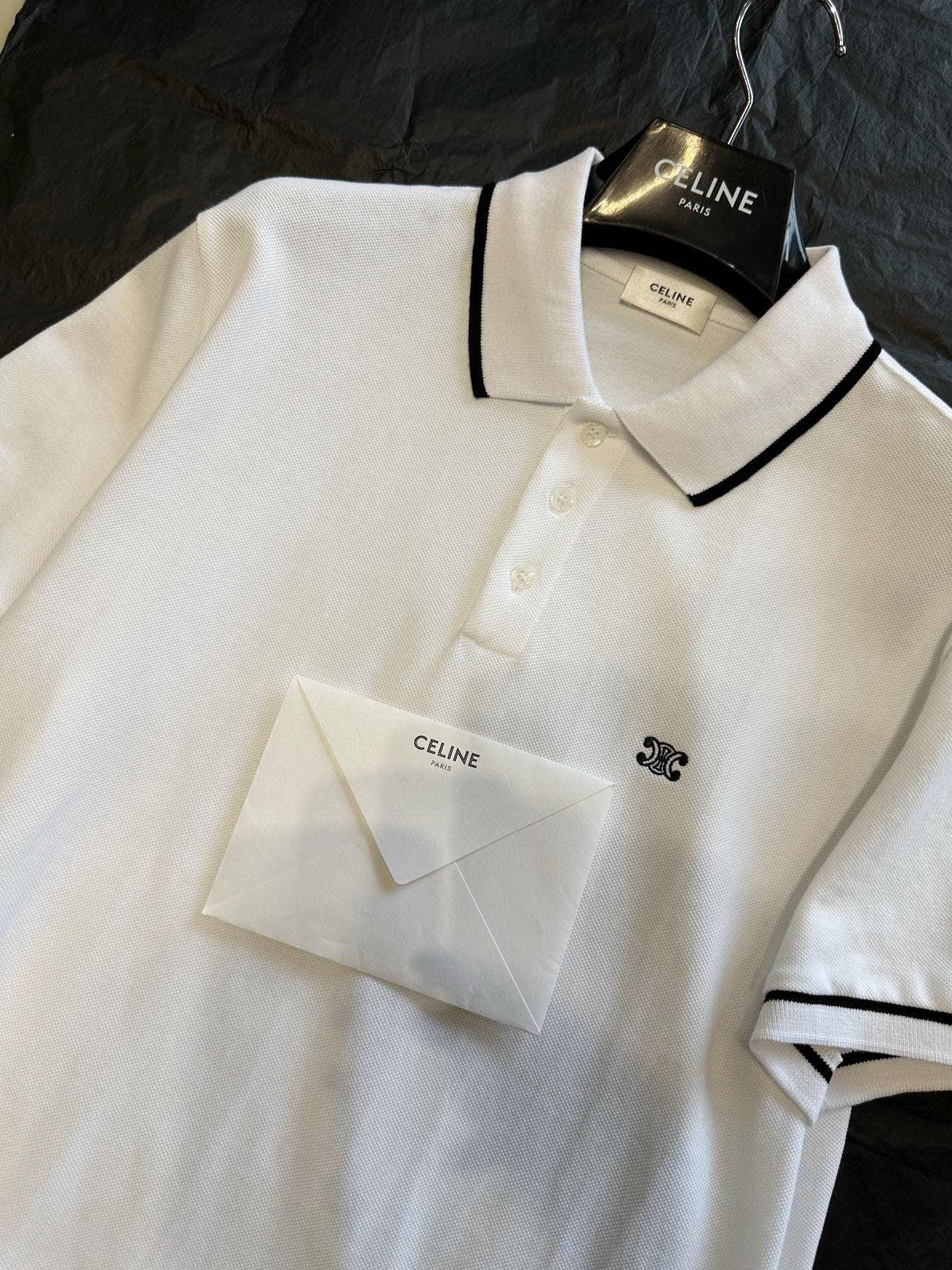 ÁO CELINE LOGO POLO SHIRT WHITE