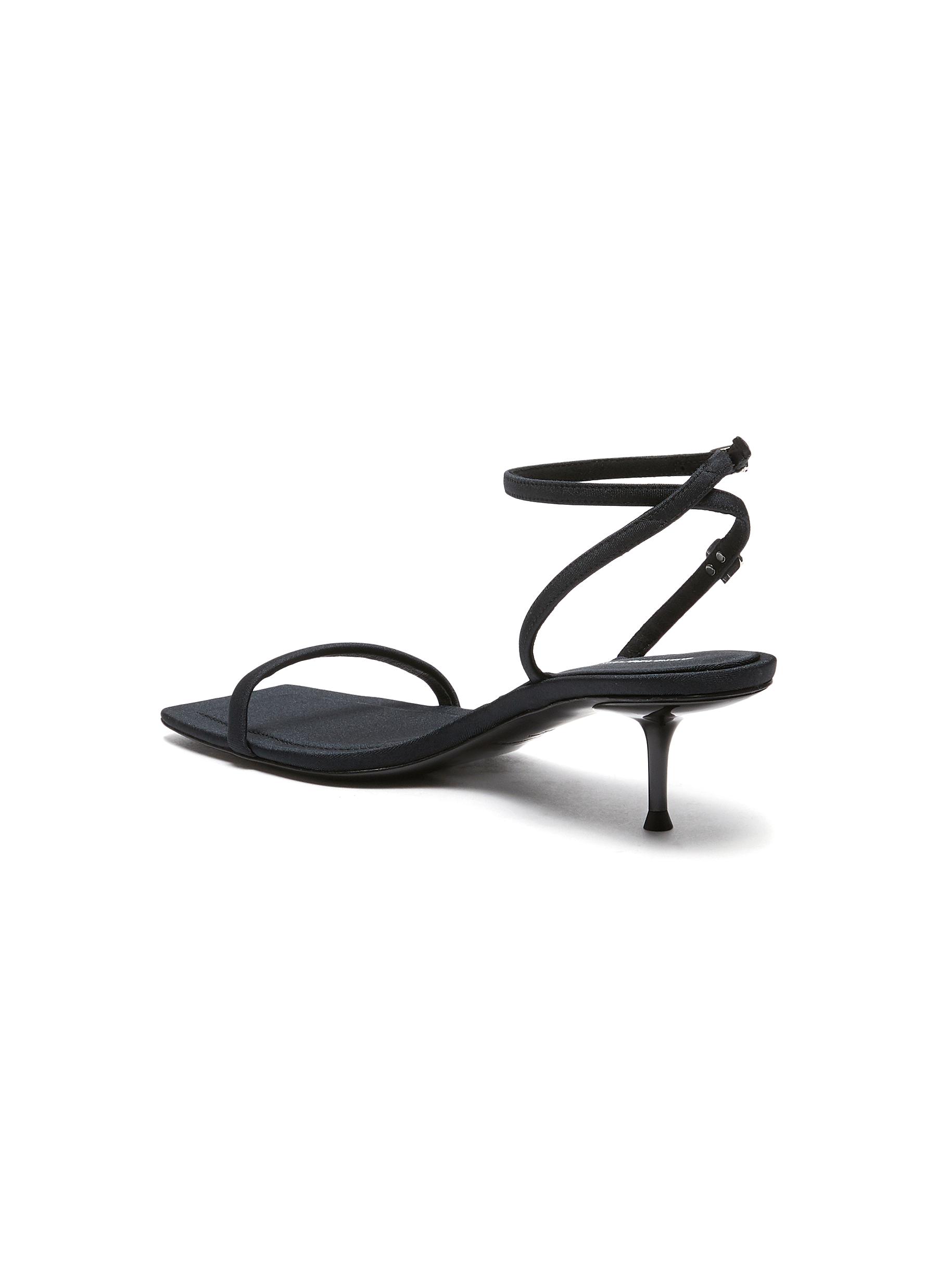 GIÀY ALEXANDERWANG 'JESSIE' CRYSTAL EMBELLISHED LOGO ANKLE NYLON STRAP HEELED SANDALS