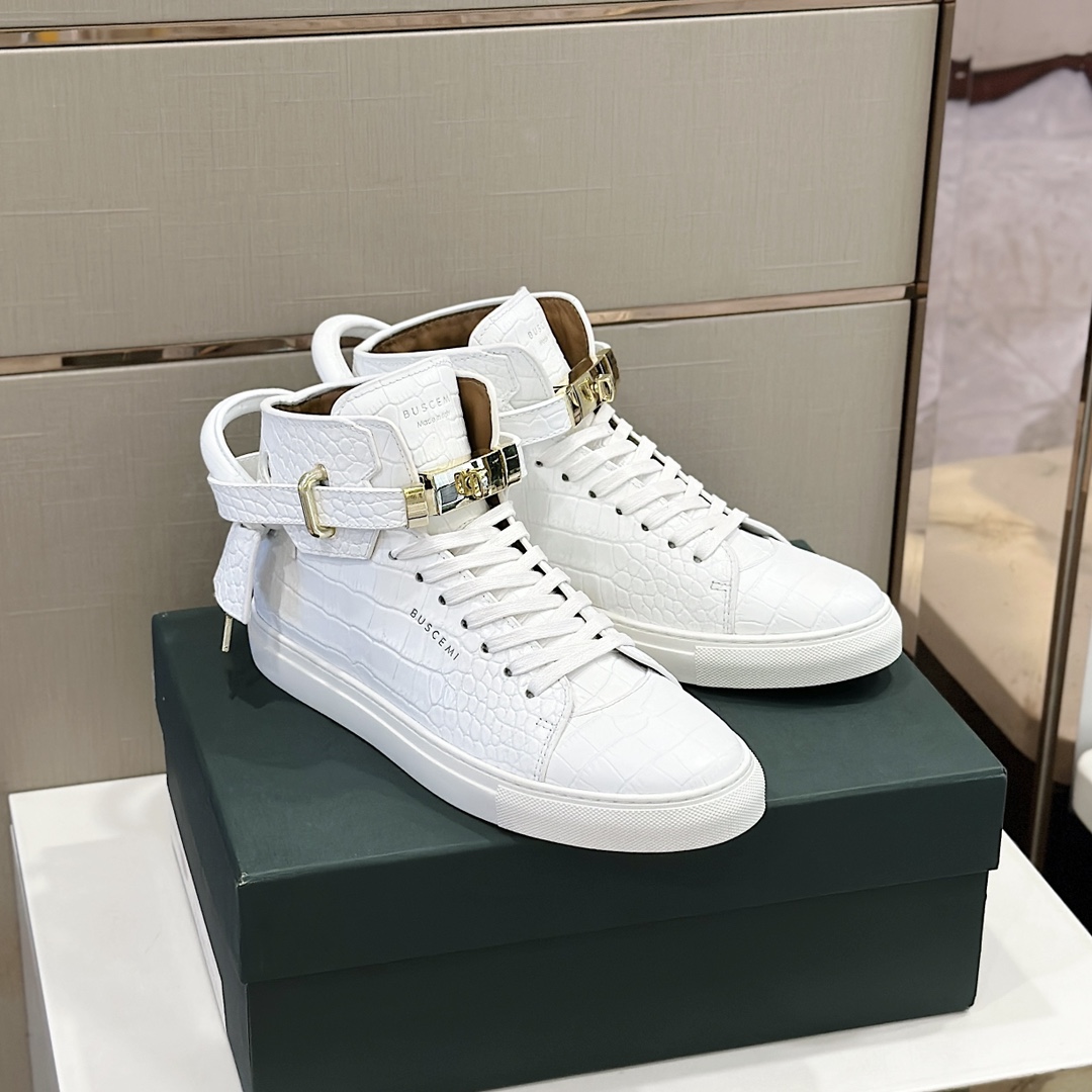 GIÀY BUSCEMI WHITE HIGH TOP SHOES AAA