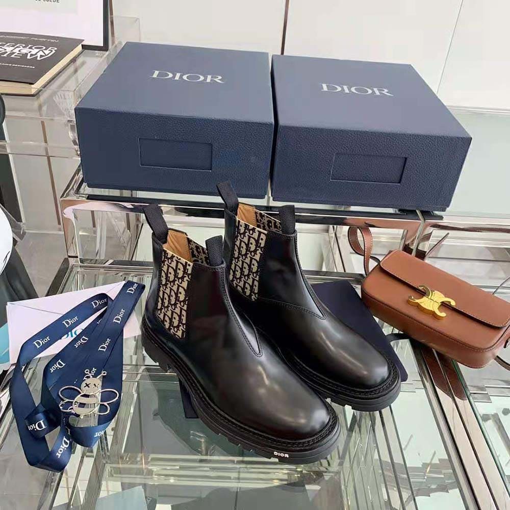 GIÀY DIOR Explorer II Chelsea Boot Black Polished Calfskin