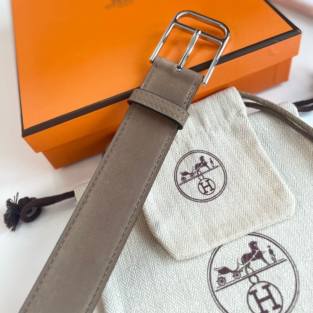 DÂY LƯNG HERMES Suede Beige leather