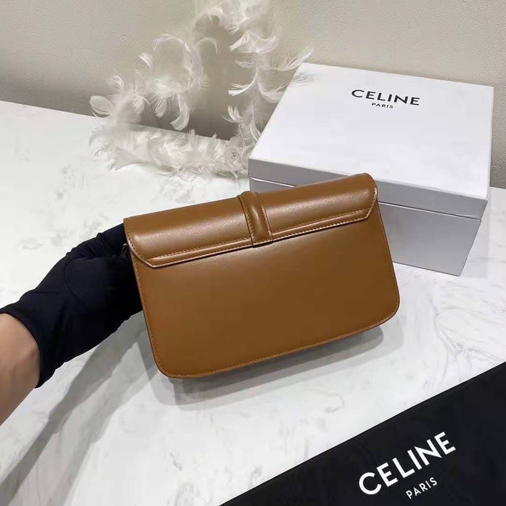 TÚI Celine Women Chain Bag 16 in Satinated Calfskin-Brown