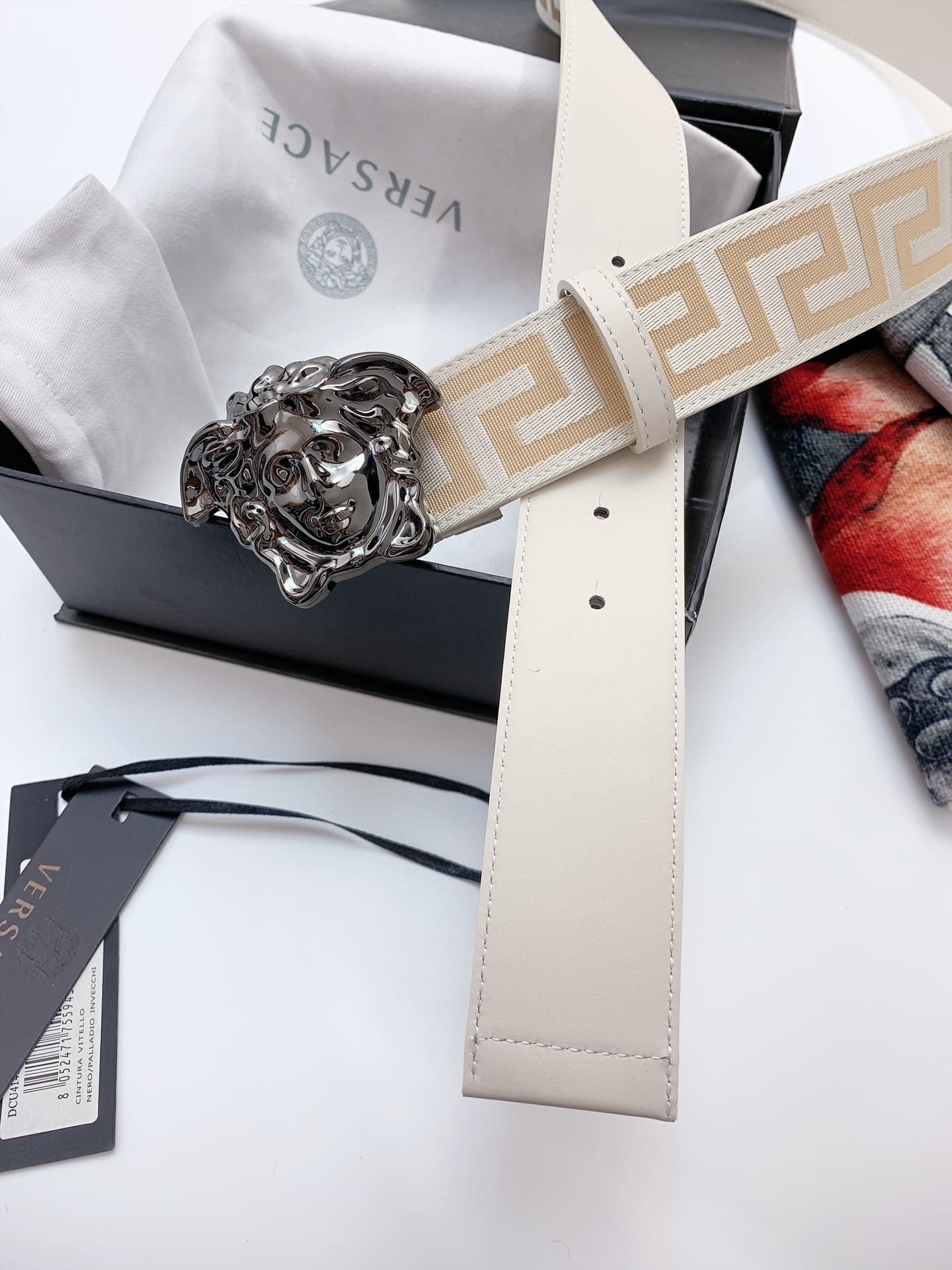 DÂY LƯNG VERSACE GRECA CANVAS Khóa đen
