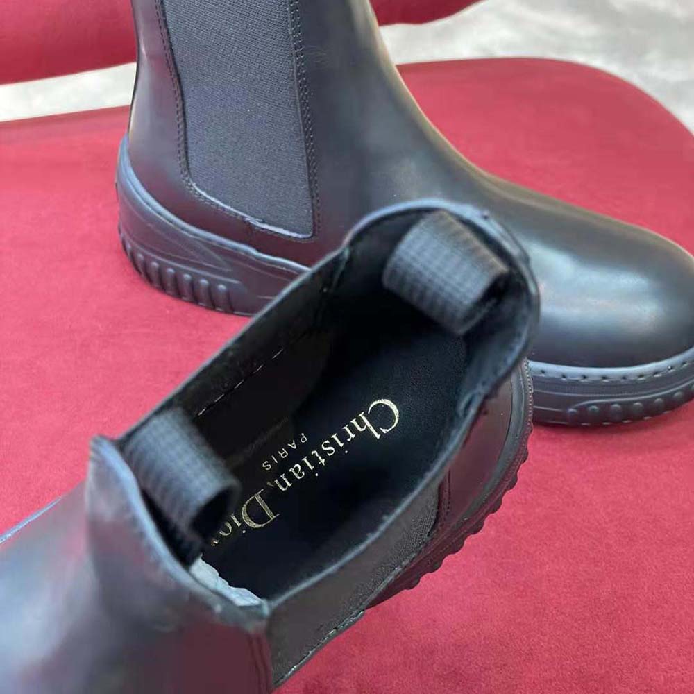 GIÀY Dior Men D-Racer Ankle Boot Black Calfskin