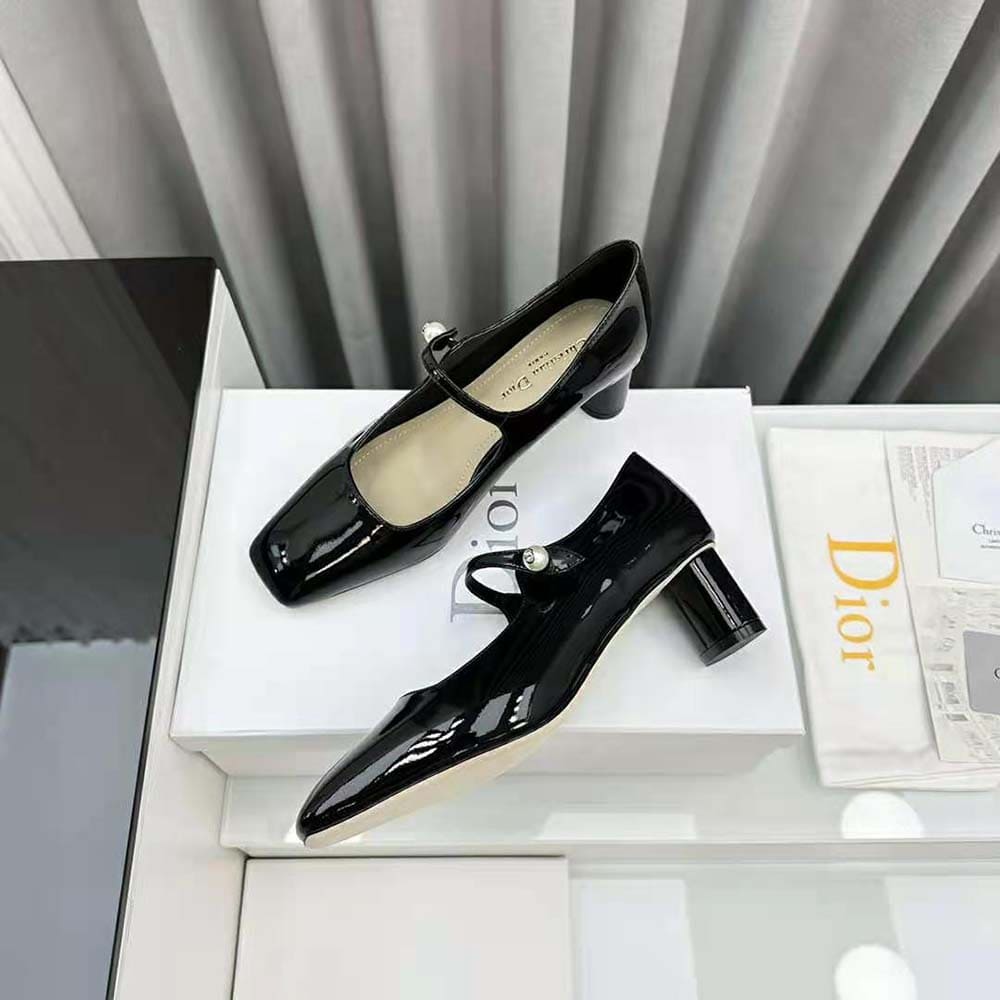 GIÀY Dior Women Jolie Dior Pump Black Patent Calfskin