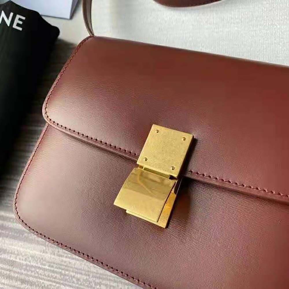 TÚI Celine Women Teen Classic Bag in Box Calfskin-Maroon
