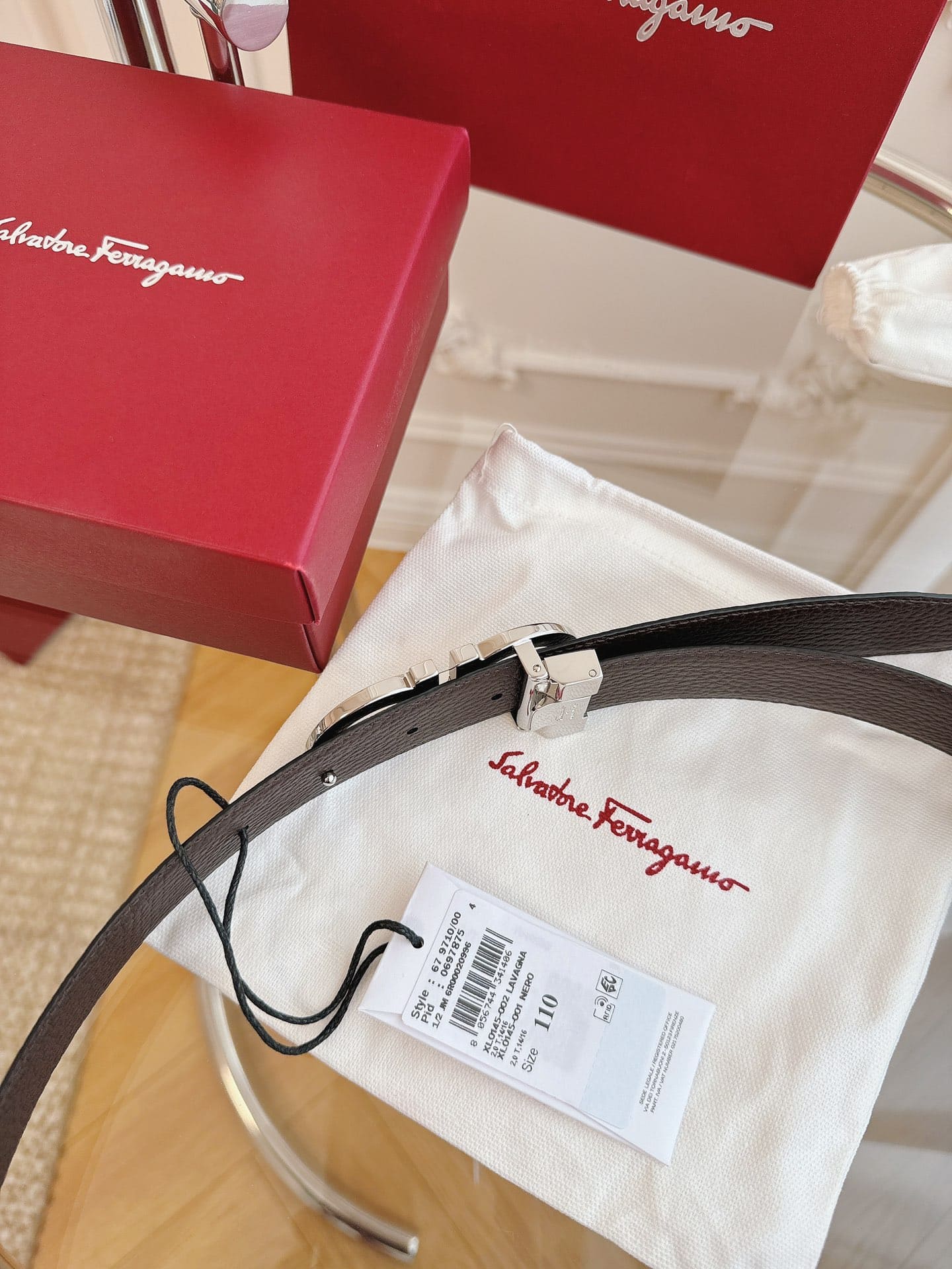 DÂY LƯNG Salvatore Ferragamo Adjustable Gancini Belt Khóa bạc
