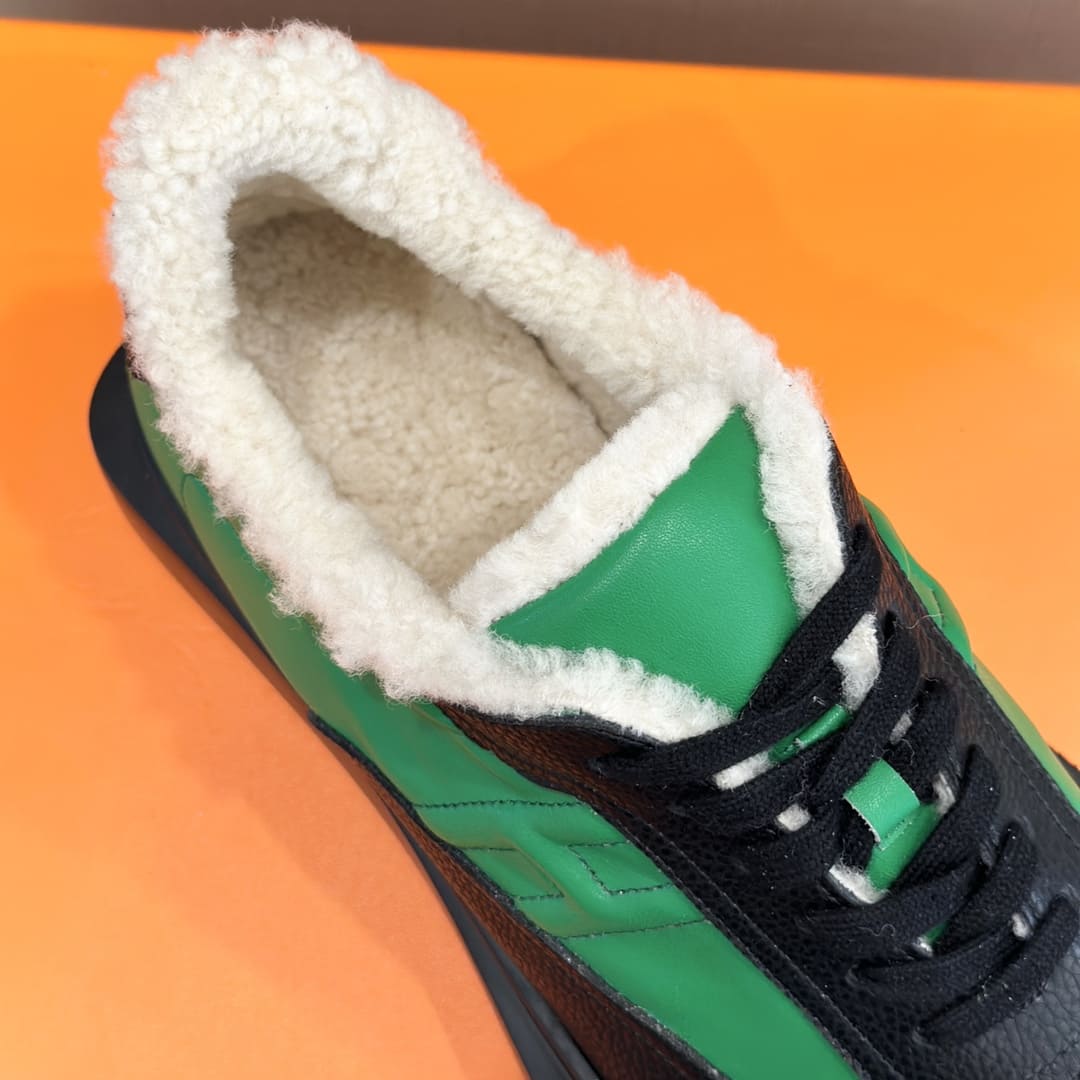 GIÀY HERMES SNEAKER LOW SPORTS CAFLSIN FUR GREEN