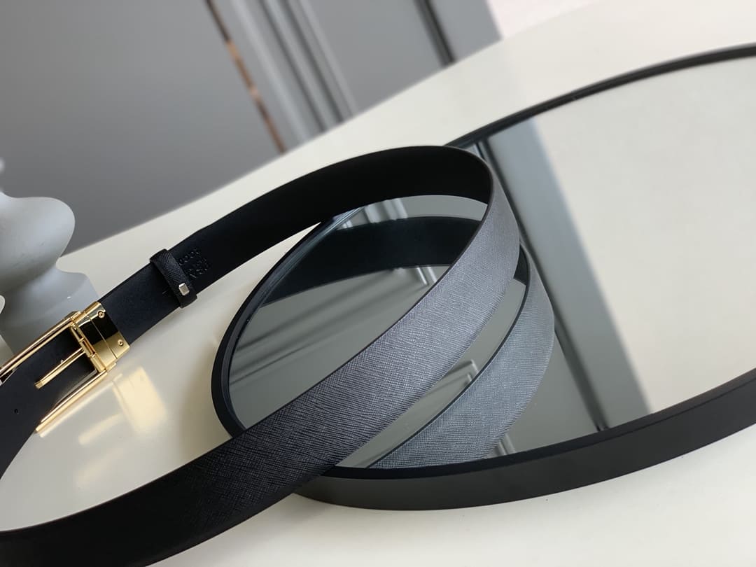 DÂY LƯNG PRADA BLACK SAFFIANO LEATHER Khóa vàng