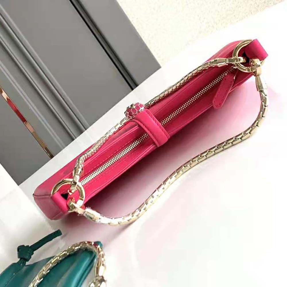 TÚI BVLGARI Women Serpenti Baia Small Shoulder Bag in Calf Leather-Pink