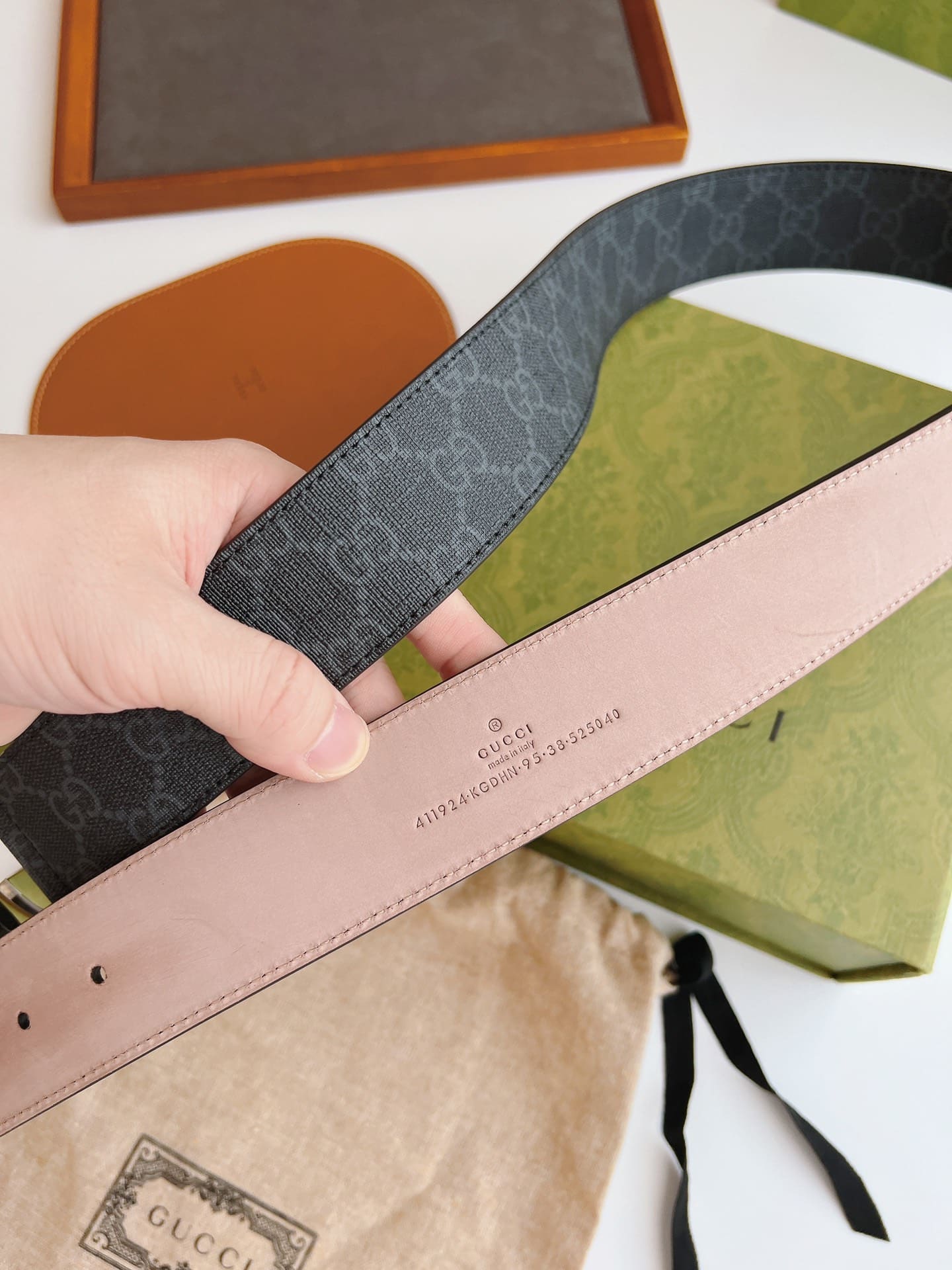 DÂY LƯNG GUCCI GG BLACK CANVAS LEATHER Khóa bạc