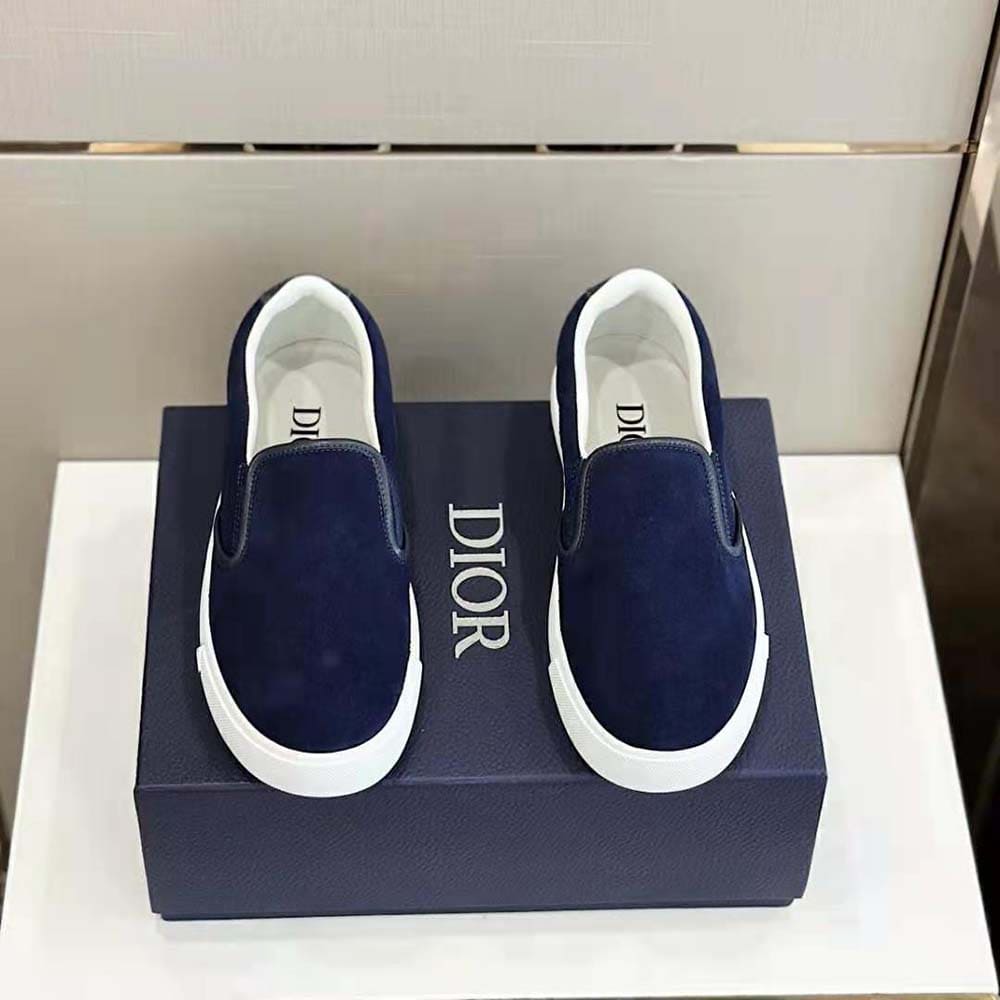 GIÀY DIOR B101 Slip-on Sneaker Navy Blue Suede and Smooth Calfskin