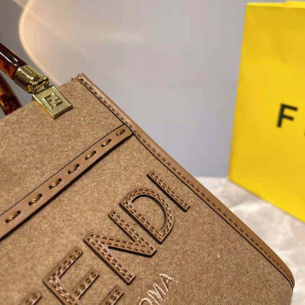 TÚI FENDI Mini Sunshine Shopper Brown Flannel Mini-Bag