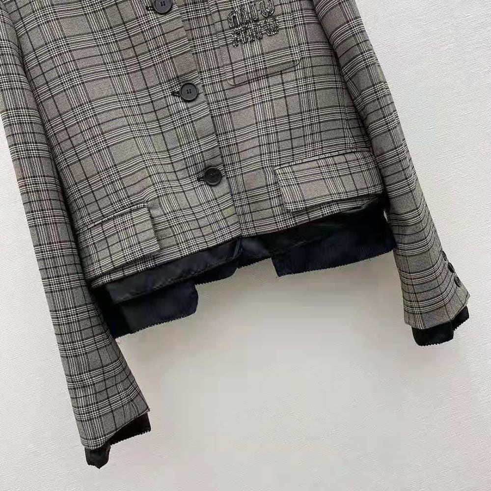 ÁO Miu Miu Women Single-breasted Prince of Wales Check Jacket