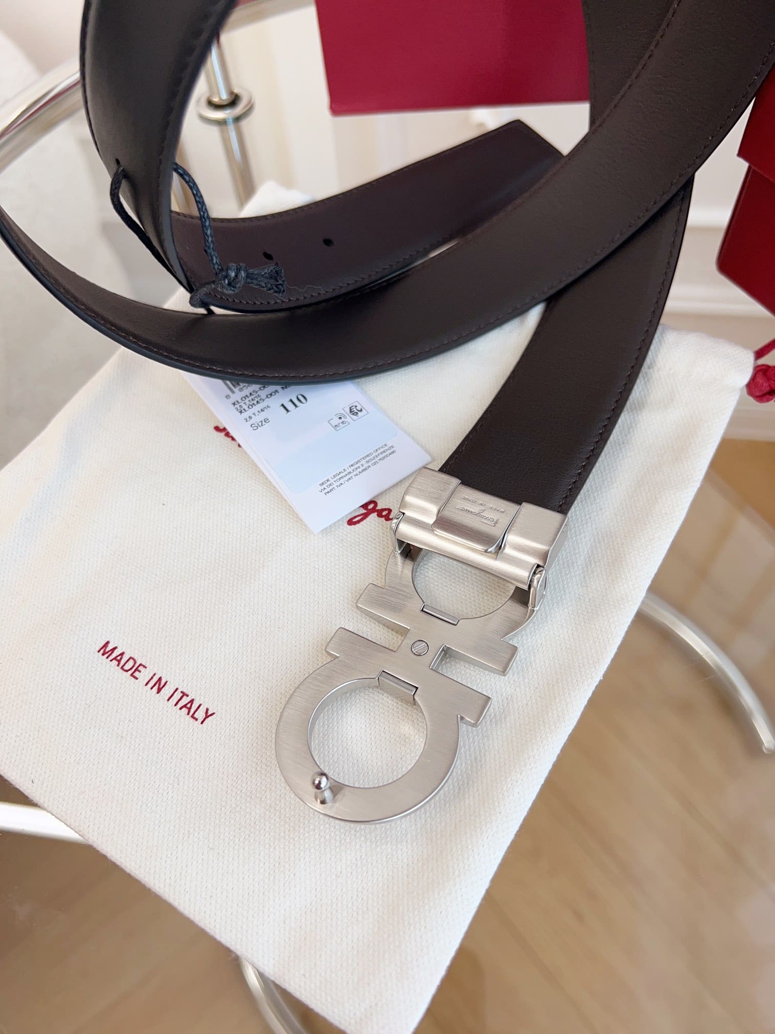 DÂY LƯNG Salvatore Ferragamo Adjustable Gancini Belt Khóa bạc