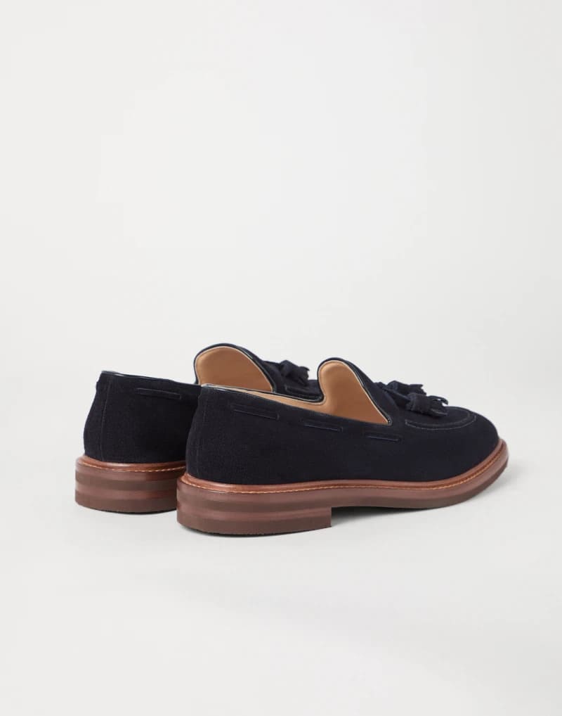 GIÀY BRUNELLO CUCINELLI LOAFERS SUEDE SHOES AAA DA LỘN NƠ QUẢ CHUÔNG