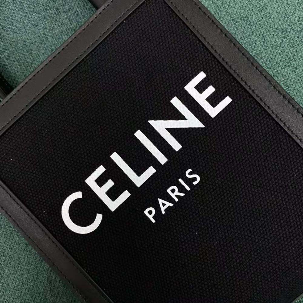 TÚI Celine Women Mini Vertical Cabas Celine in Textile with Celine Print and Calfskinite