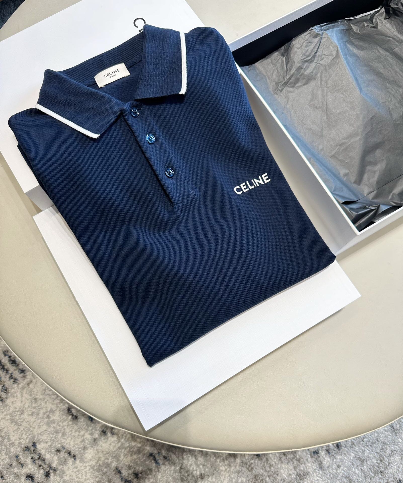 ÁO CELINE POLO SHIRT MÀU XANH UNISEX