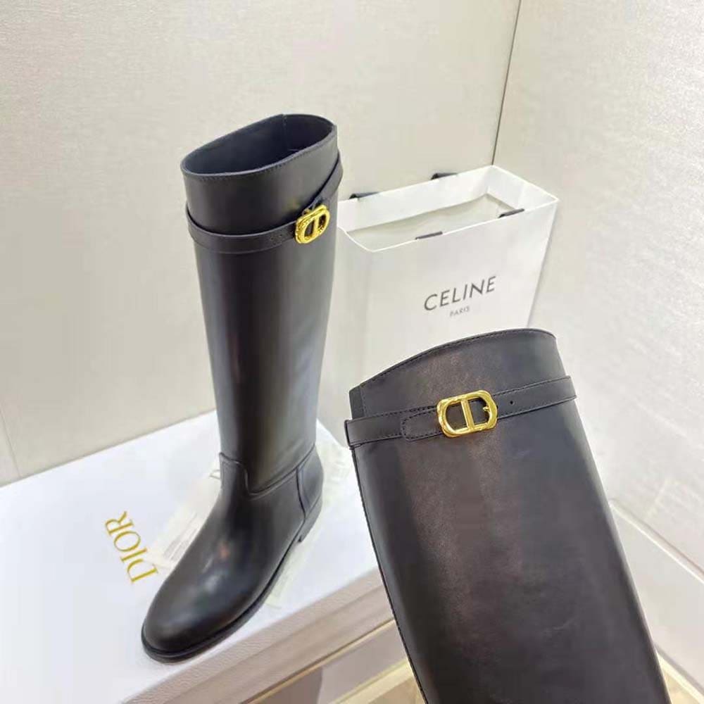 GIÀY Dior Women Empreinte Boot Black Calfskin