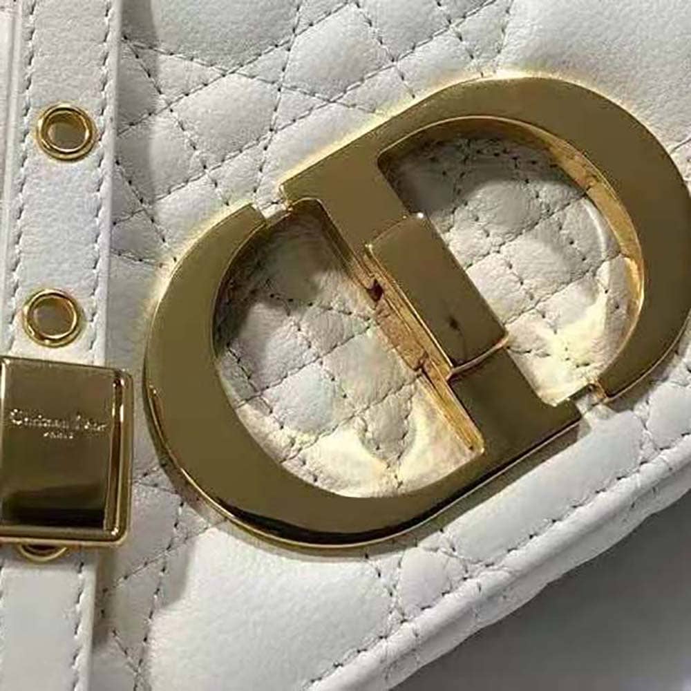 TÚI Dior Women Small Dior Caro Bag Ivory Supple Cannage Calfskin-White Top Quality