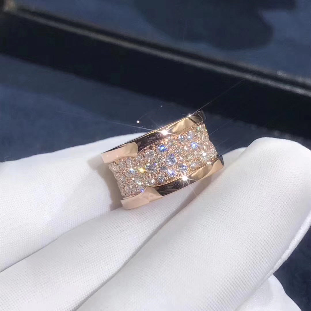 NHẪN BVLGARI B.ZERO1 18K rose gold ring diamonds
