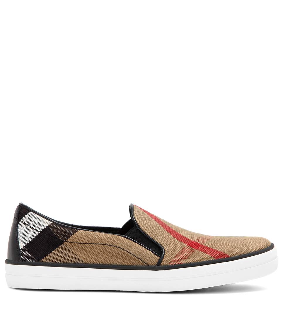 GIÀY BURBERRY Gauden check leather-trimmed slip-on sneakers