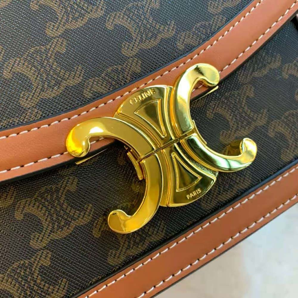 TÚI Celine Women Teen Triomphe Bag in Triomphe Canvas and Calfskin