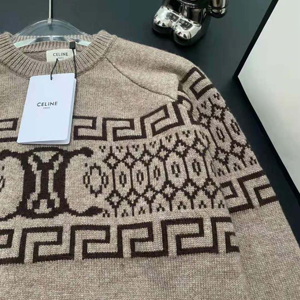 ÁO Celine Crew Neck Sweater in Triomphe Fair Isle Wool