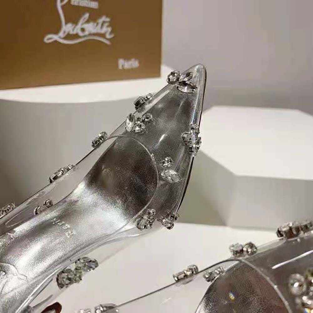 GIÀY Christian Louboutin Women Degraqueen Pump with PVC and Iridescent Nappa Leather-Silver