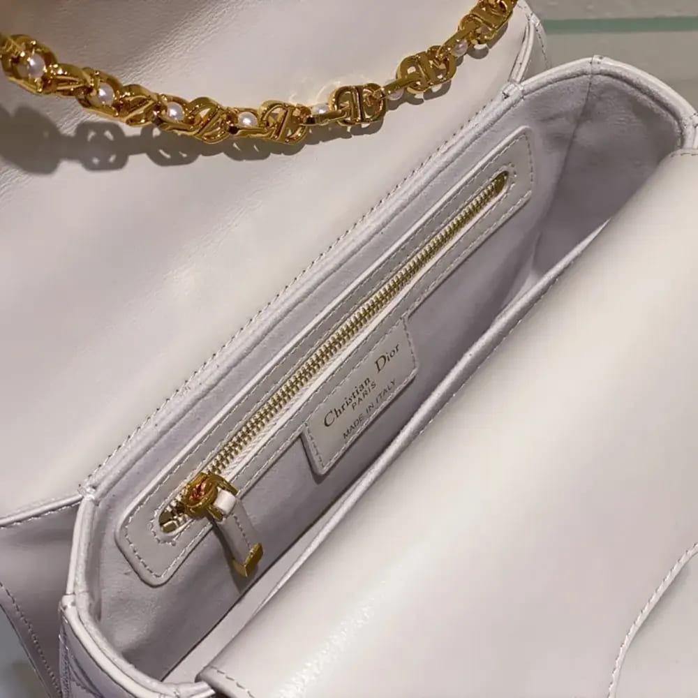 TÚI DIOR Small Dior Jolie Top Handle Bag White Cannage Calfskin