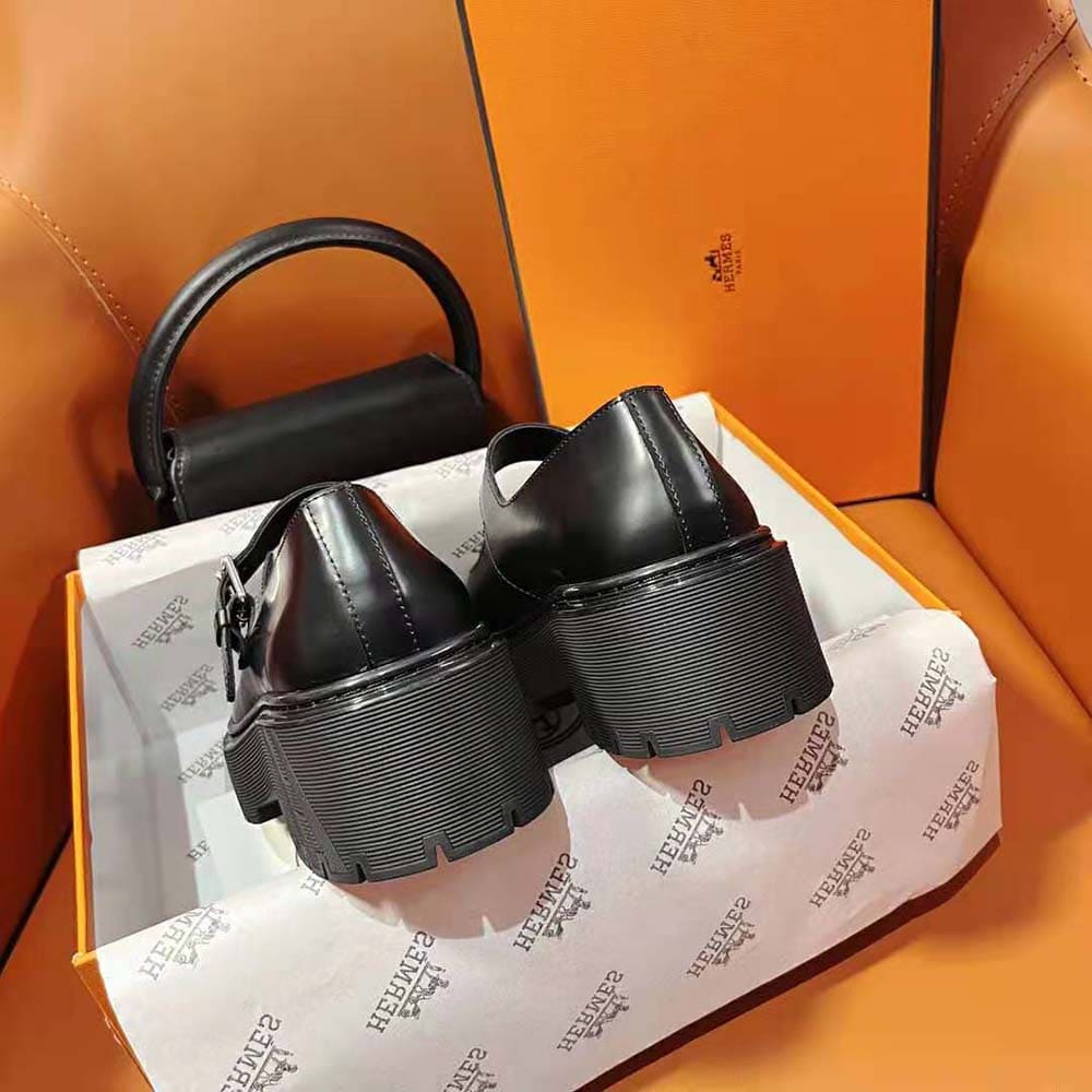 GIÀY Hermes Women Hoxton Oxford Shoe-Black