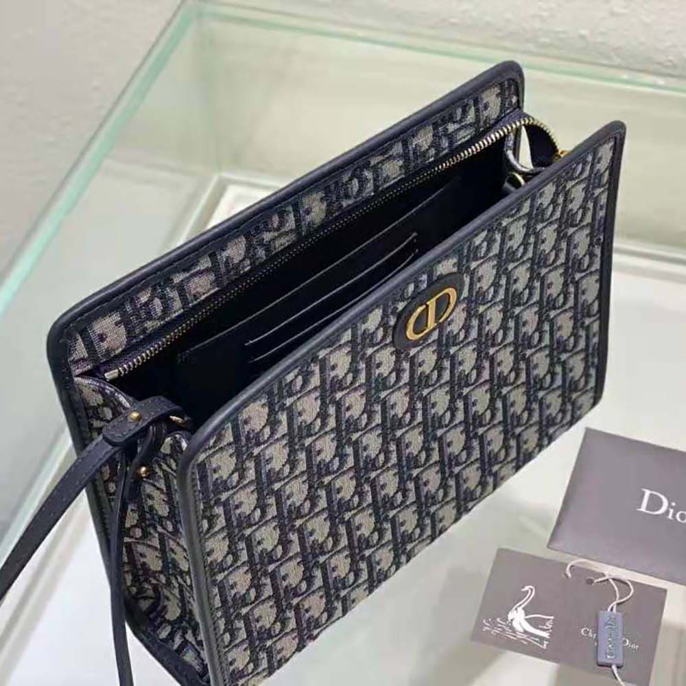 TÚI Dior Women 30 Montaigne Pouch Blue Dior Oblique Jacquard