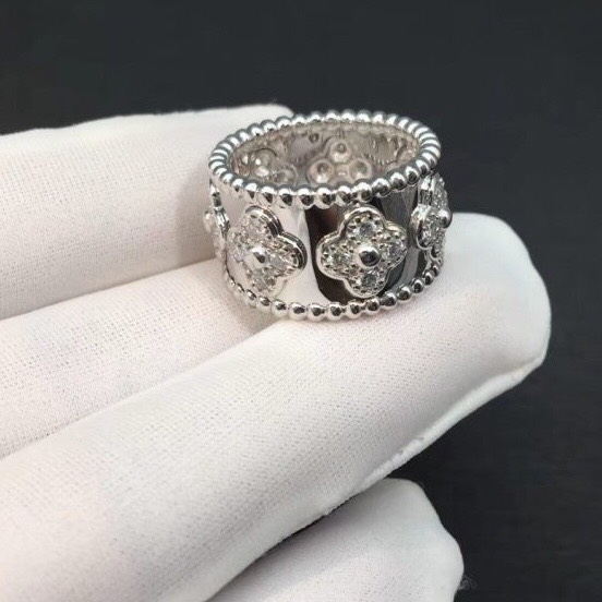 NHẪN VAN CLEEF & ARPELS ALHAMBRA DIAMOND GOLD 18K WHITE GOLD