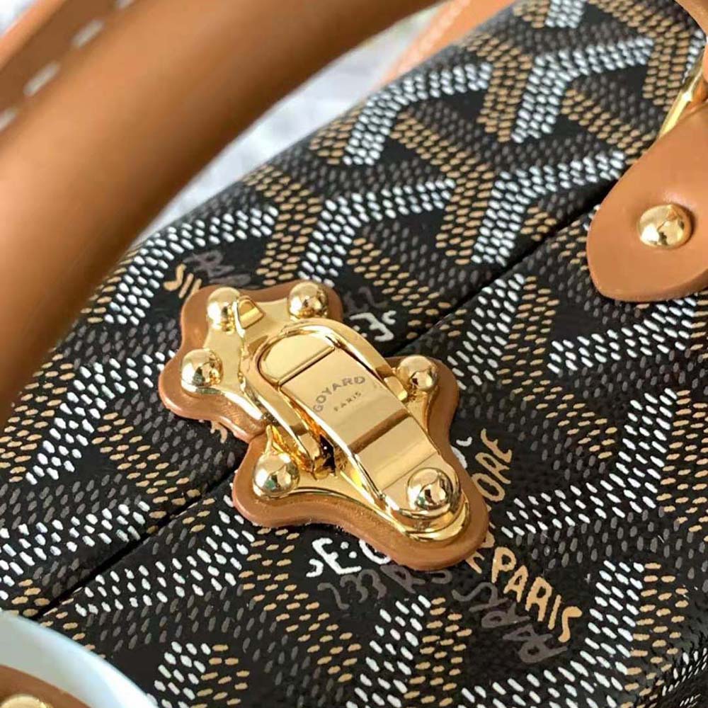TÚI Goyard Women Sac Malle Grand Hôtel in Goyardine Canvas & Clamecy Calfskin-Brown
